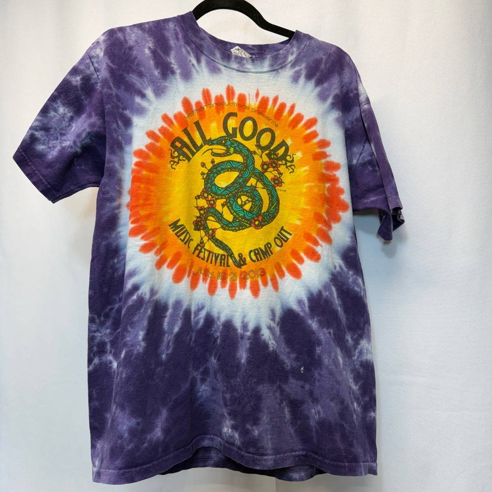Sundog All Good Music Festival Camp Out 2013 Tie Dye Snake T Shirt Adult Large‎
